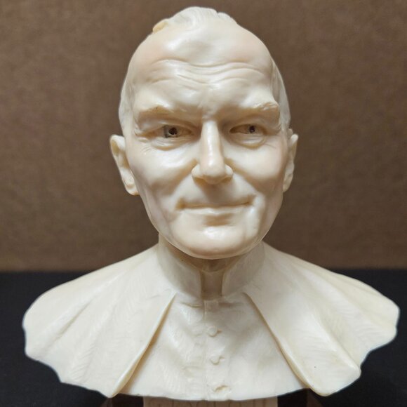 A. Santini Bust of Pope John Paul II on a Wood Base - Picture 6 of 13